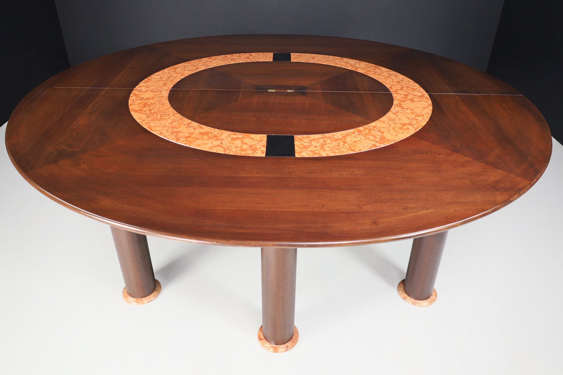 Mid century modern Monumental Ettore Sottsass for Poltronova  Table in Rosso Marble and walnut, Italy 1960s Mid-20th century