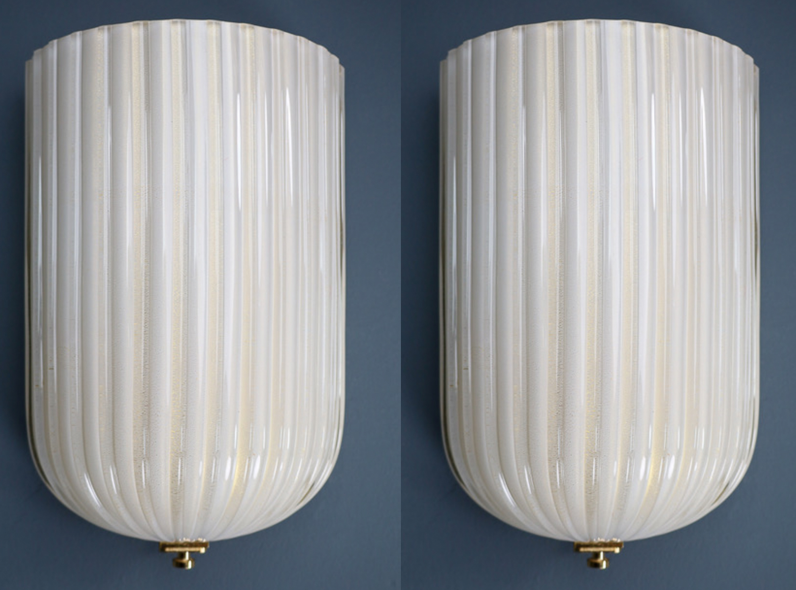 Mid century modern Murano Glass Sconces with Brass By Barovier & Toso, Italy 1980s Late-20th century