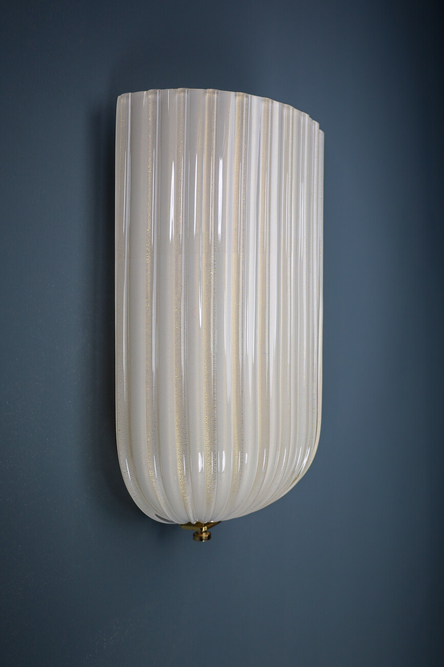 Mid century modern Murano Glass Sconces with Brass By Barovier & Toso, Italy 1980s Late-20th century