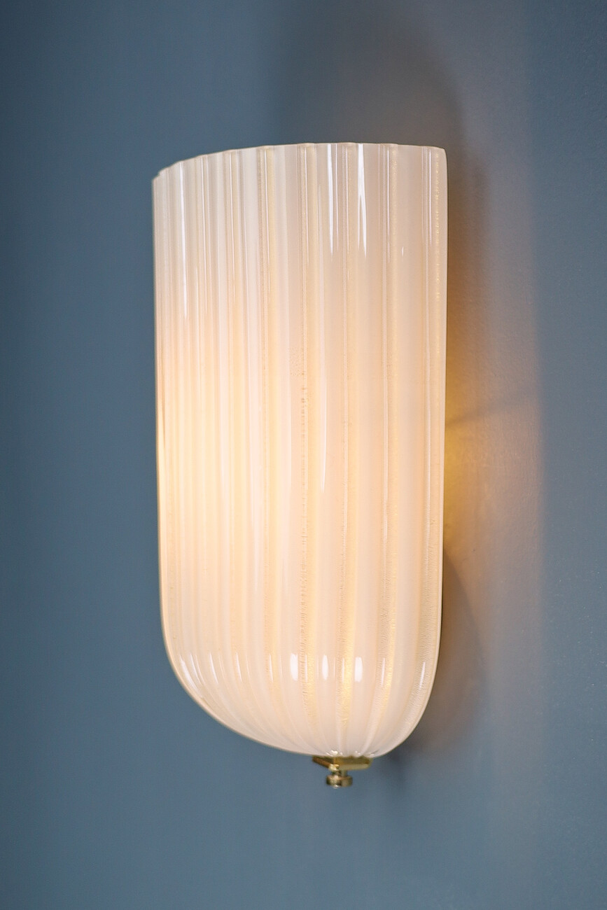 Mid century modern Murano Glass Sconces with Brass By Barovier & Toso, Italy 1980s Late-20th century