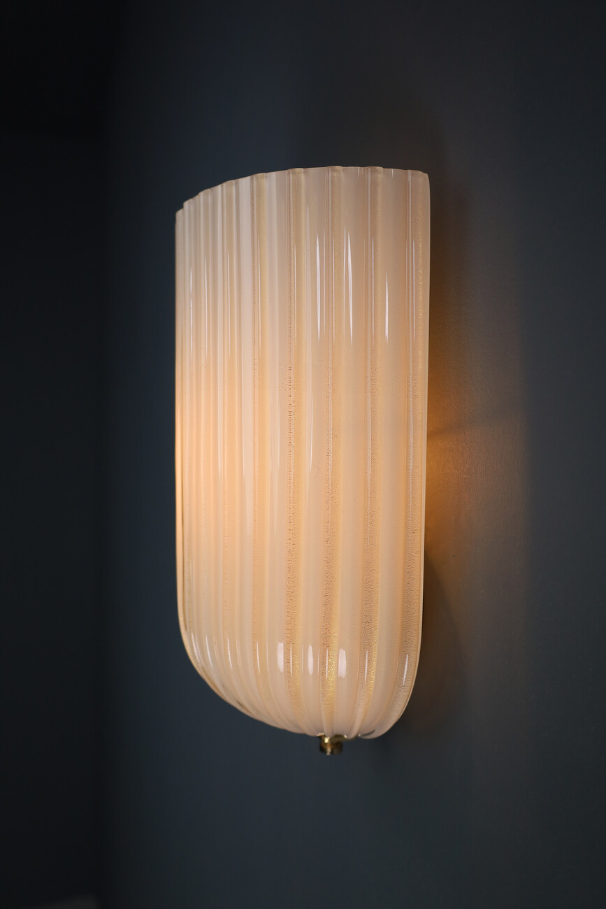 Mid century modern Murano Glass Sconces with Brass By Barovier & Toso, Italy 1980s Late-20th century