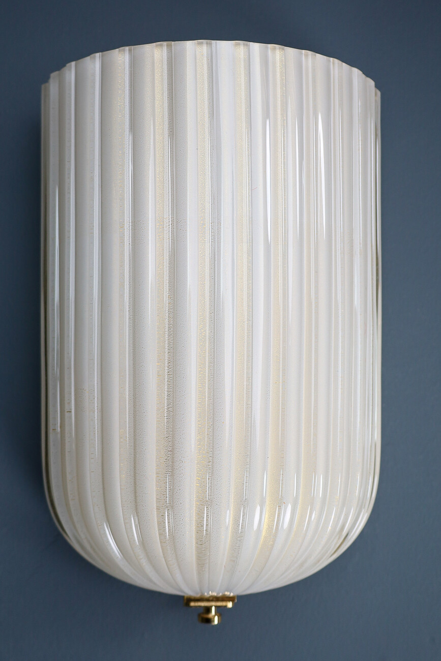 Mid century modern Murano Glass Sconces with Brass By Barovier & Toso, Italy 1980s Late-20th century