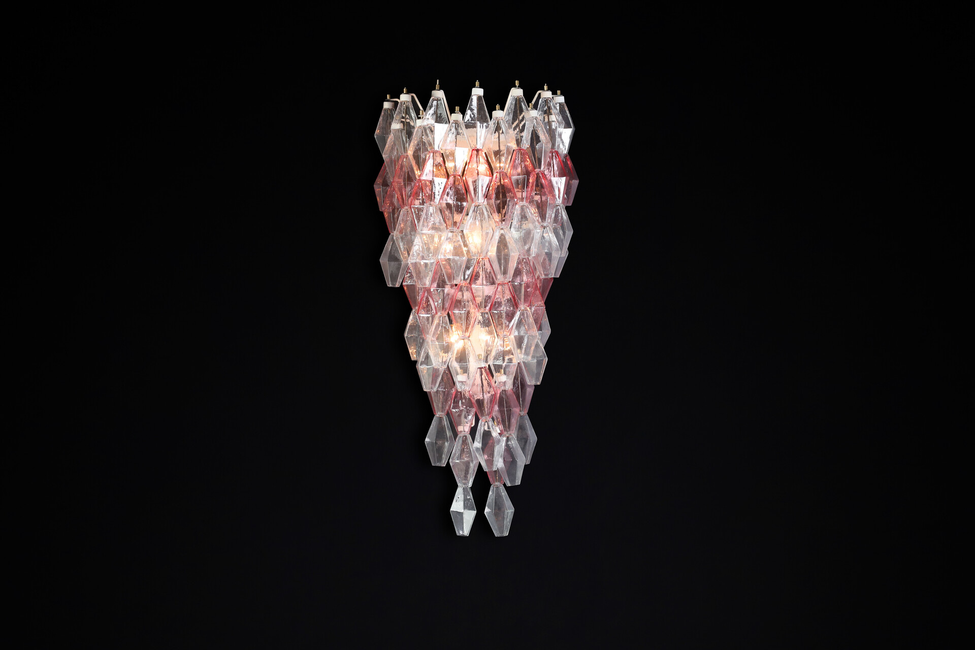 Mid century modern Murano Poliedri Wall Chandeliers In Pink Murano Glass Carlo Scarpa / Venini , Italy 1960 Mid-20th century