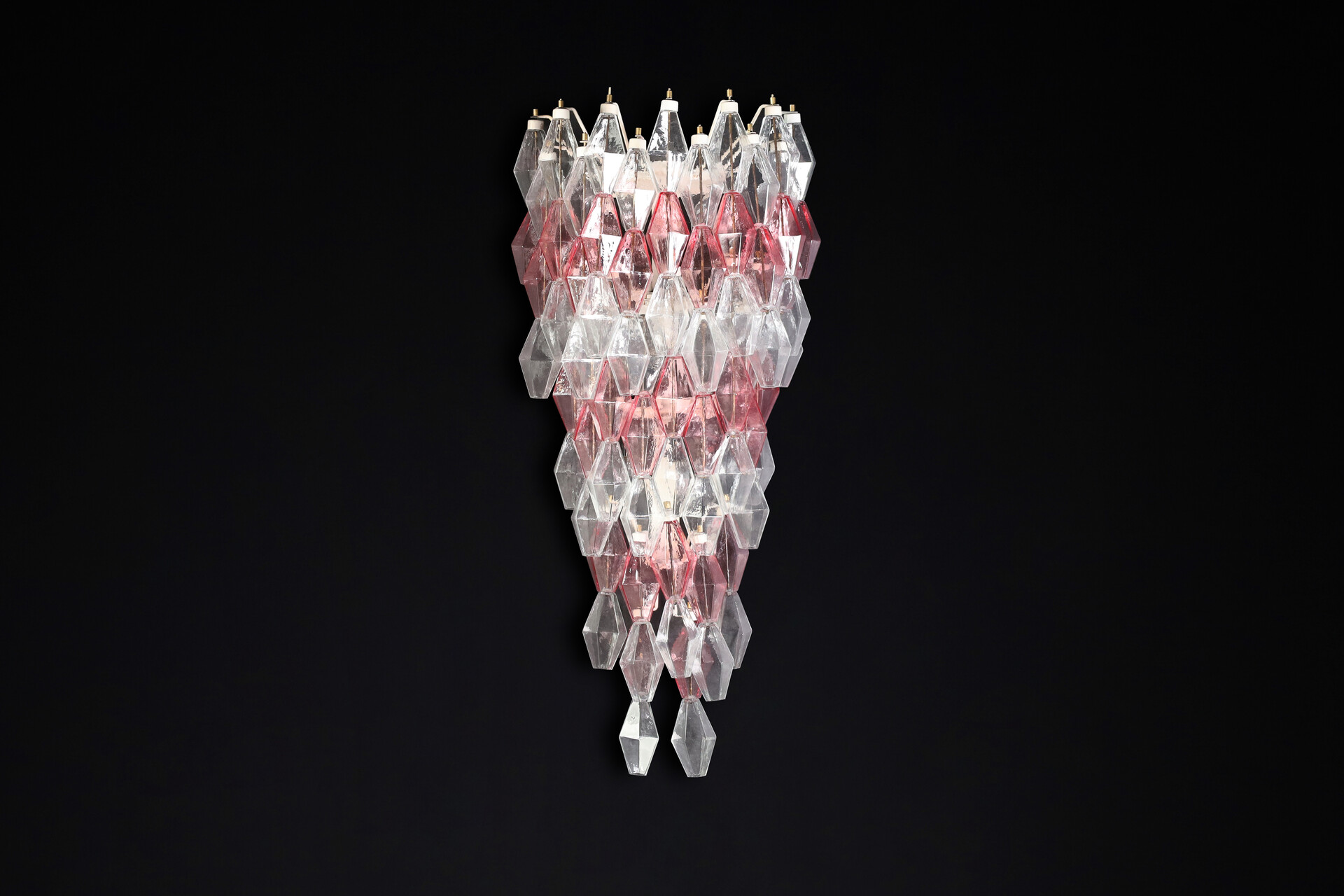 Mid century modern Murano Poliedri Wall Chandeliers In Pink Murano Glass Carlo Scarpa / Venini , Italy 1960 Mid-20th century