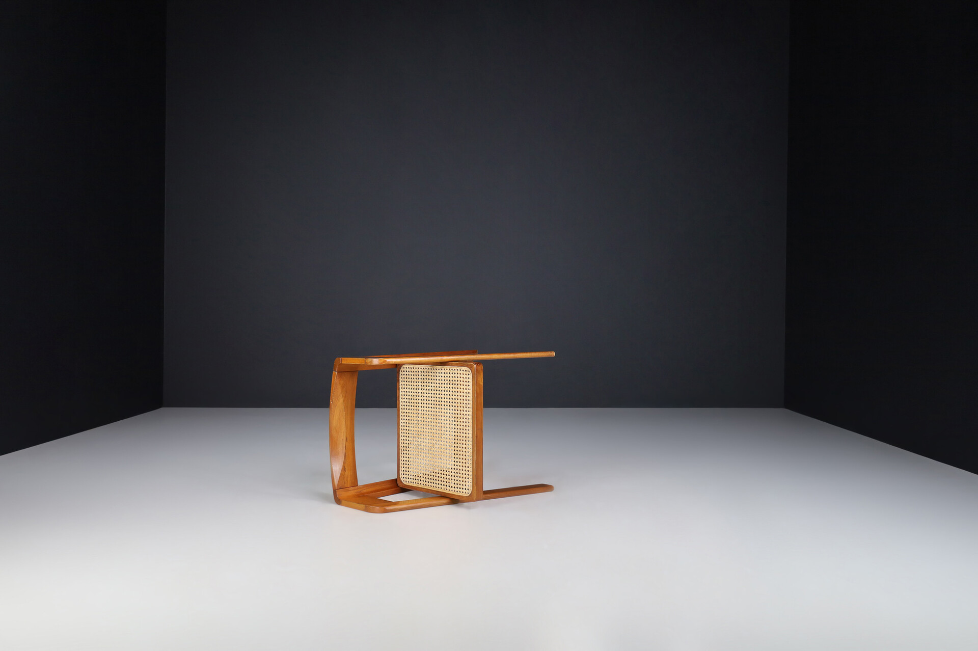 Mid century modern Oak and rattan dinning chairs, Italy 1960s Mid-20th century