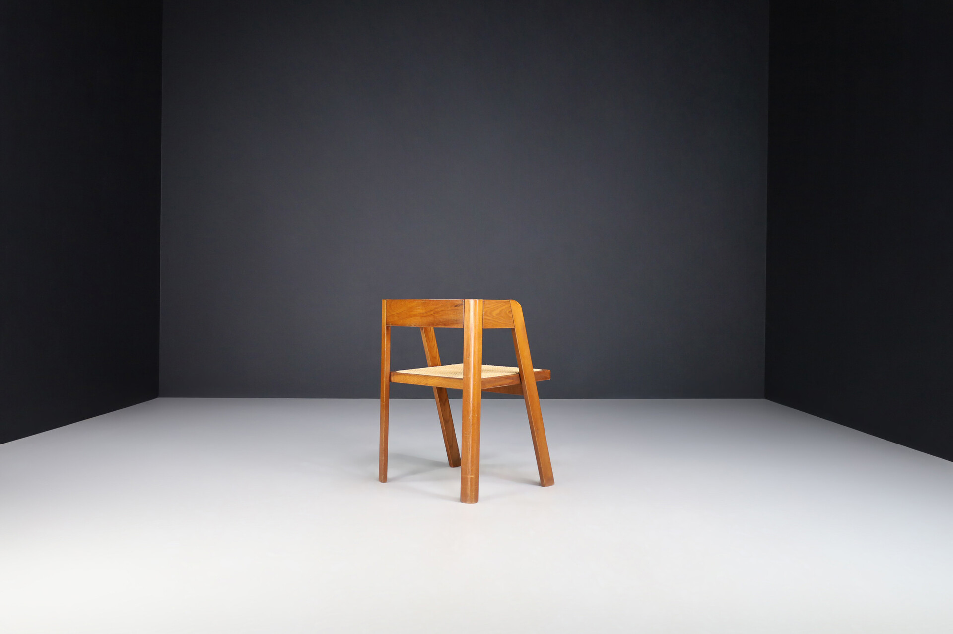 Mid century modern Oak and rattan dinning chairs, Italy 1960s Mid-20th century