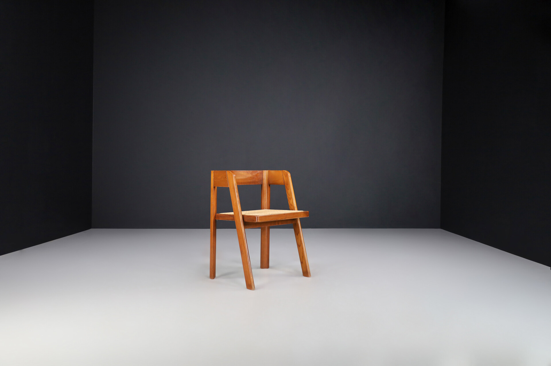 Mid century modern Oak and rattan dinning chairs, Italy 1960s Mid-20th century