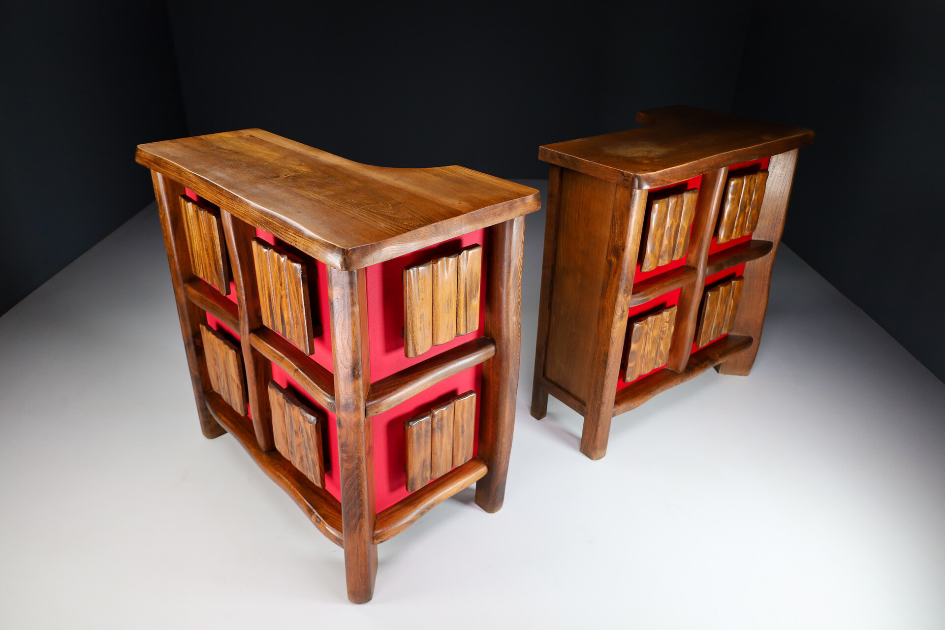 Mid century modern Oak Brutalist Bar / entree desk , France 1950 Mid-20th century