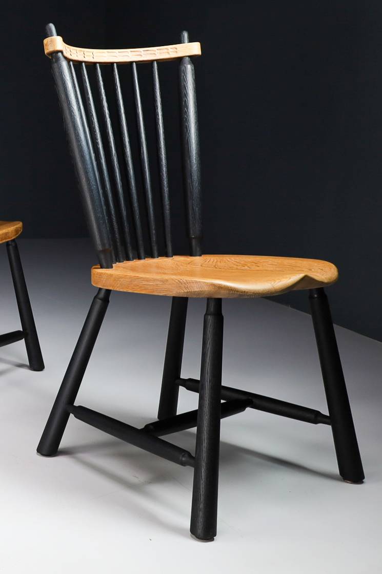 Mid century modern Oak / PAINTED dining chairs France 1960s Mid-20th century