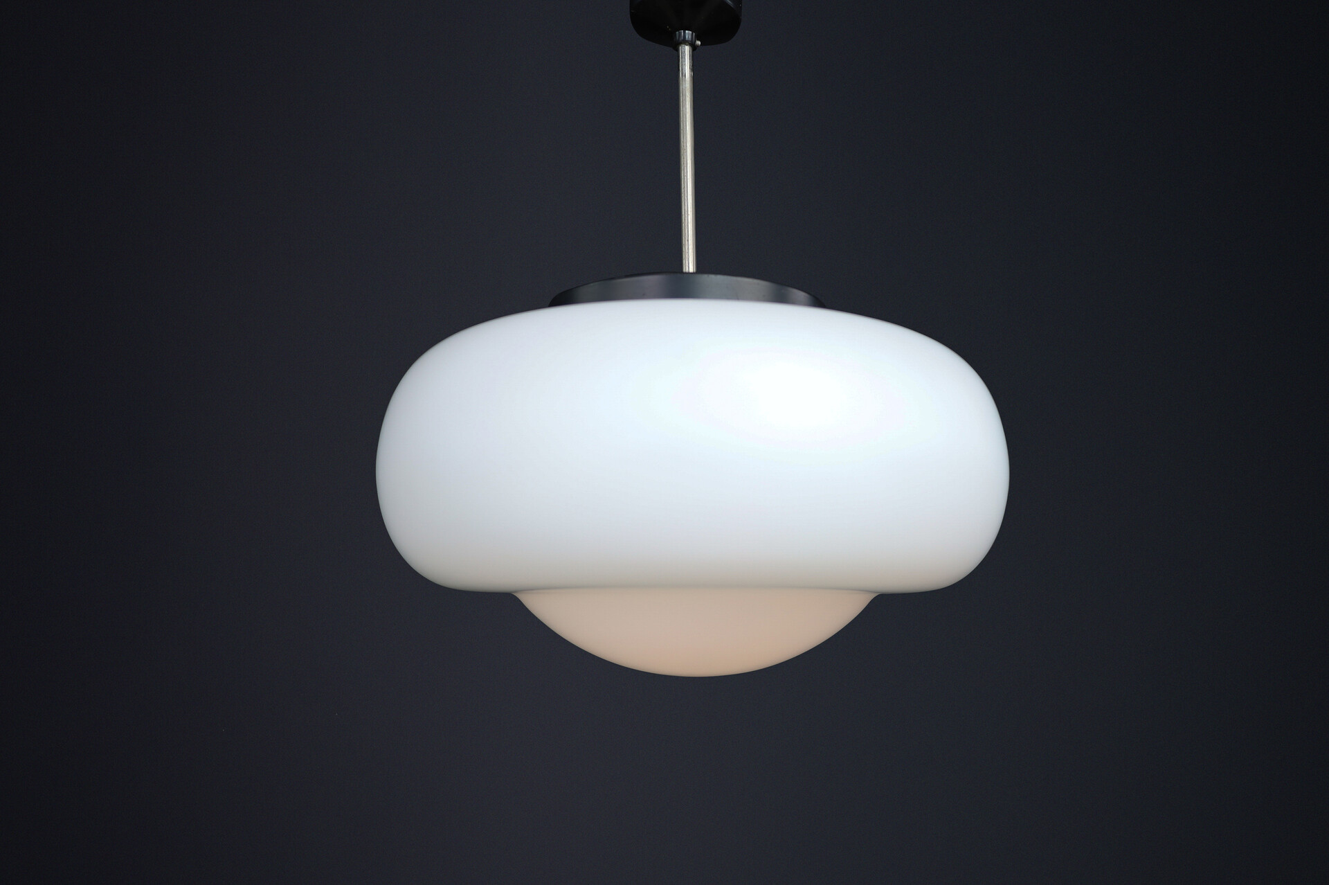 Mid century modern Opaline Glass Pendant Lamp, Czechoslovakia, 1960s Mid-20th century
