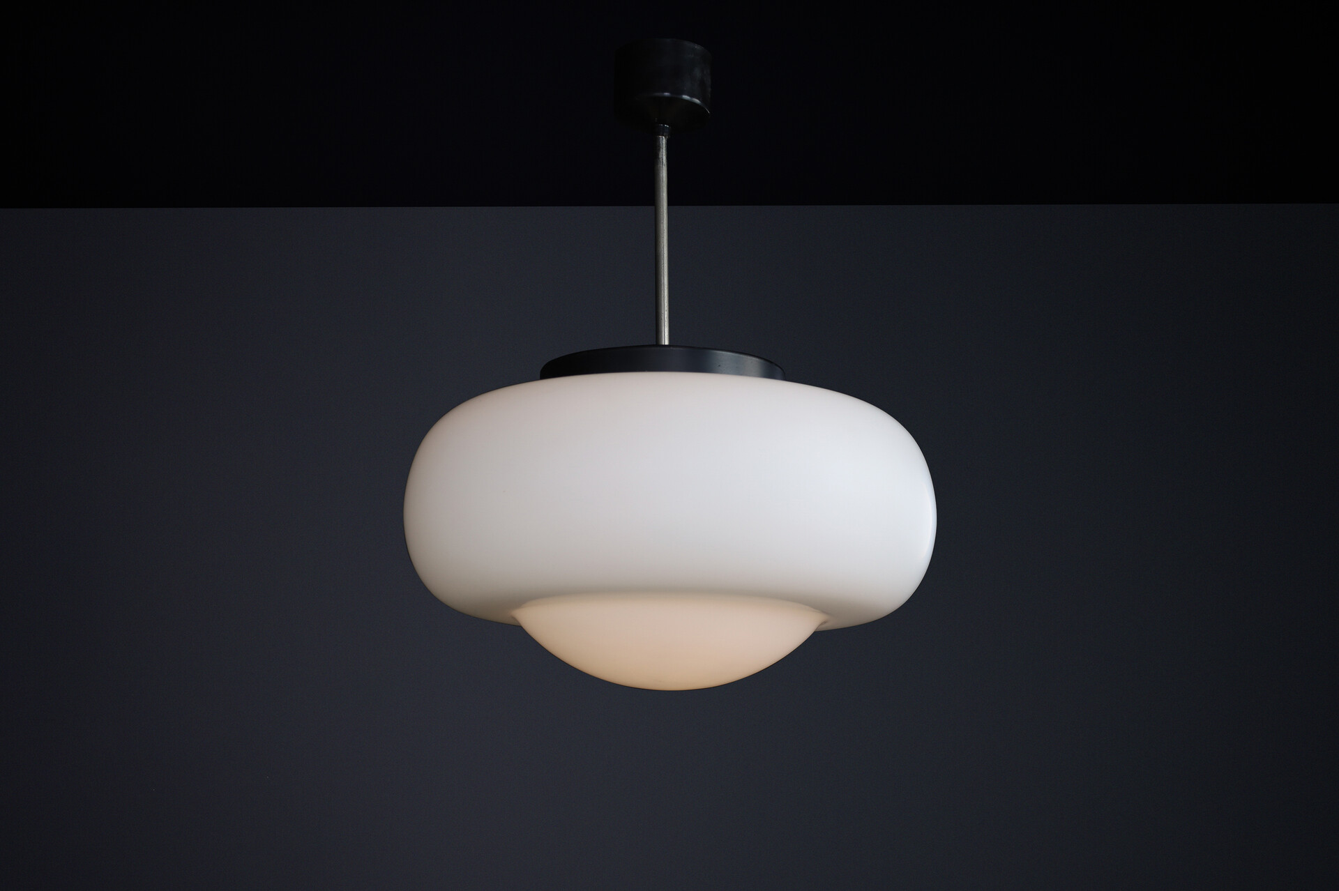 Mid century modern Opaline Glass Pendant Lamp, Czechoslovakia, 1960s Mid-20th century