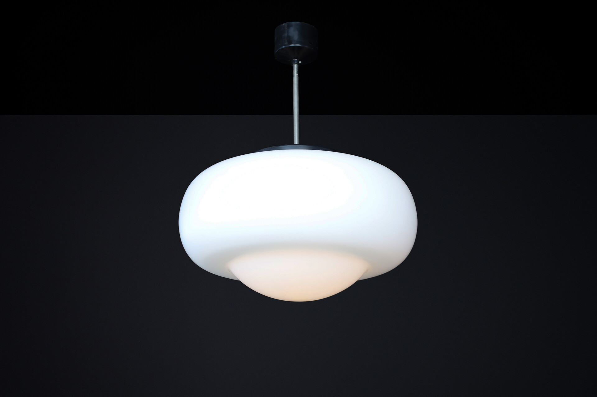 Mid century modern Opaline Glass Pendant Lamp, Czechoslovakia, 1960s Mid-20th century