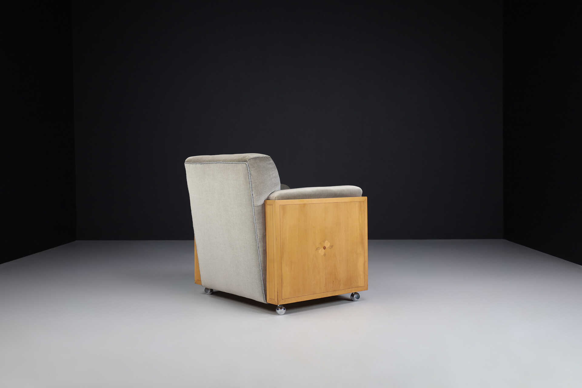 Mid century modern Original Bleu Velvet lounge chairs , The Netherlands 1940s Mid-20th century