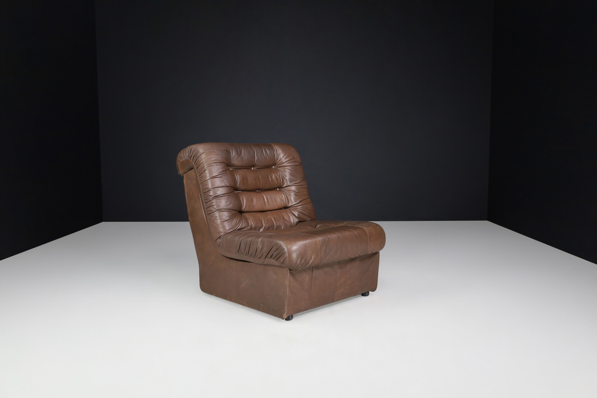 Mid century modern Patchwork  Modular Leather Lounge Sofa / Chairs Germany 1970s Late-20th century