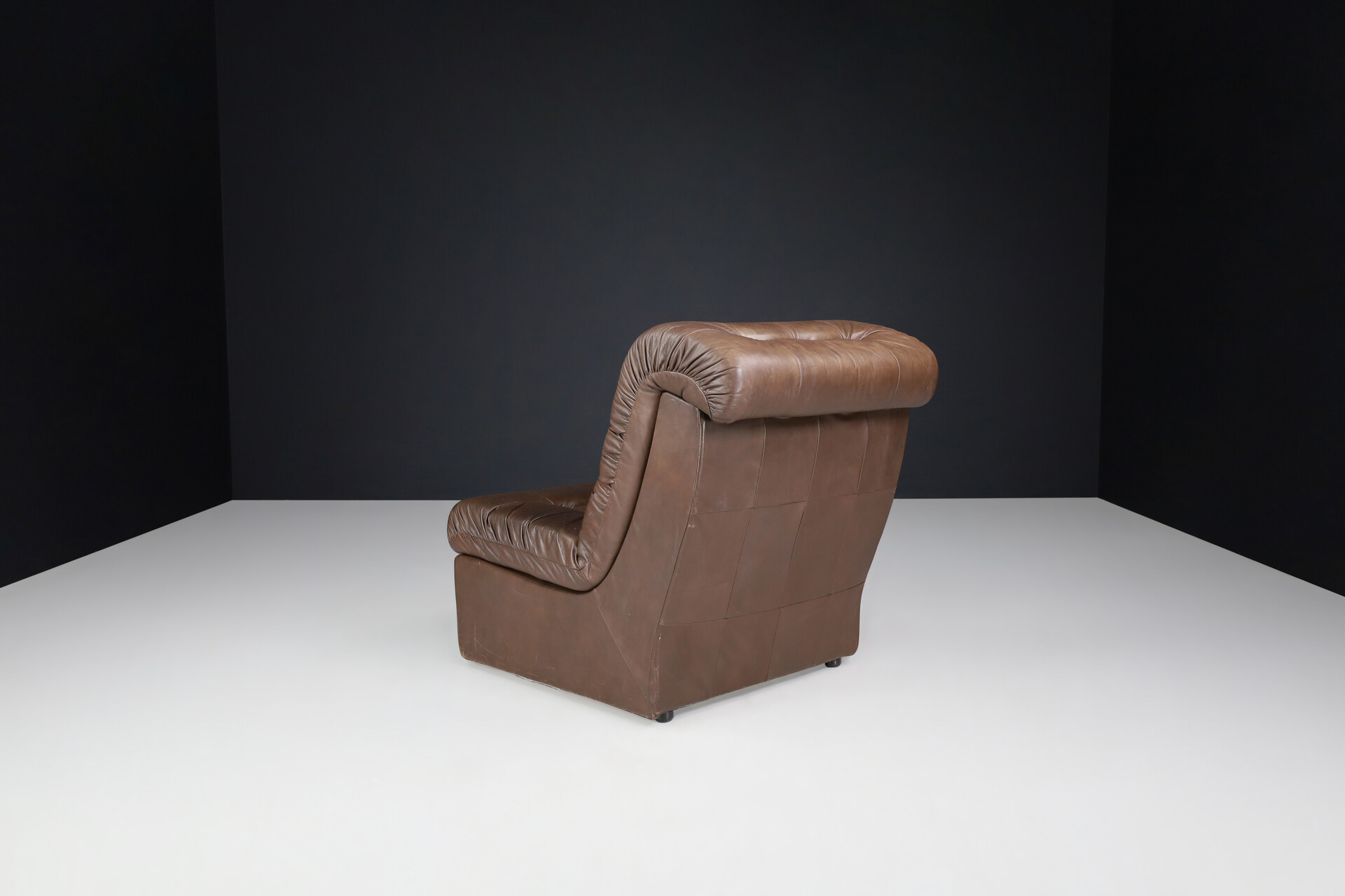 Mid century modern Patchwork  Modular Leather Lounge Sofa / Chairs Germany 1970s Late-20th century