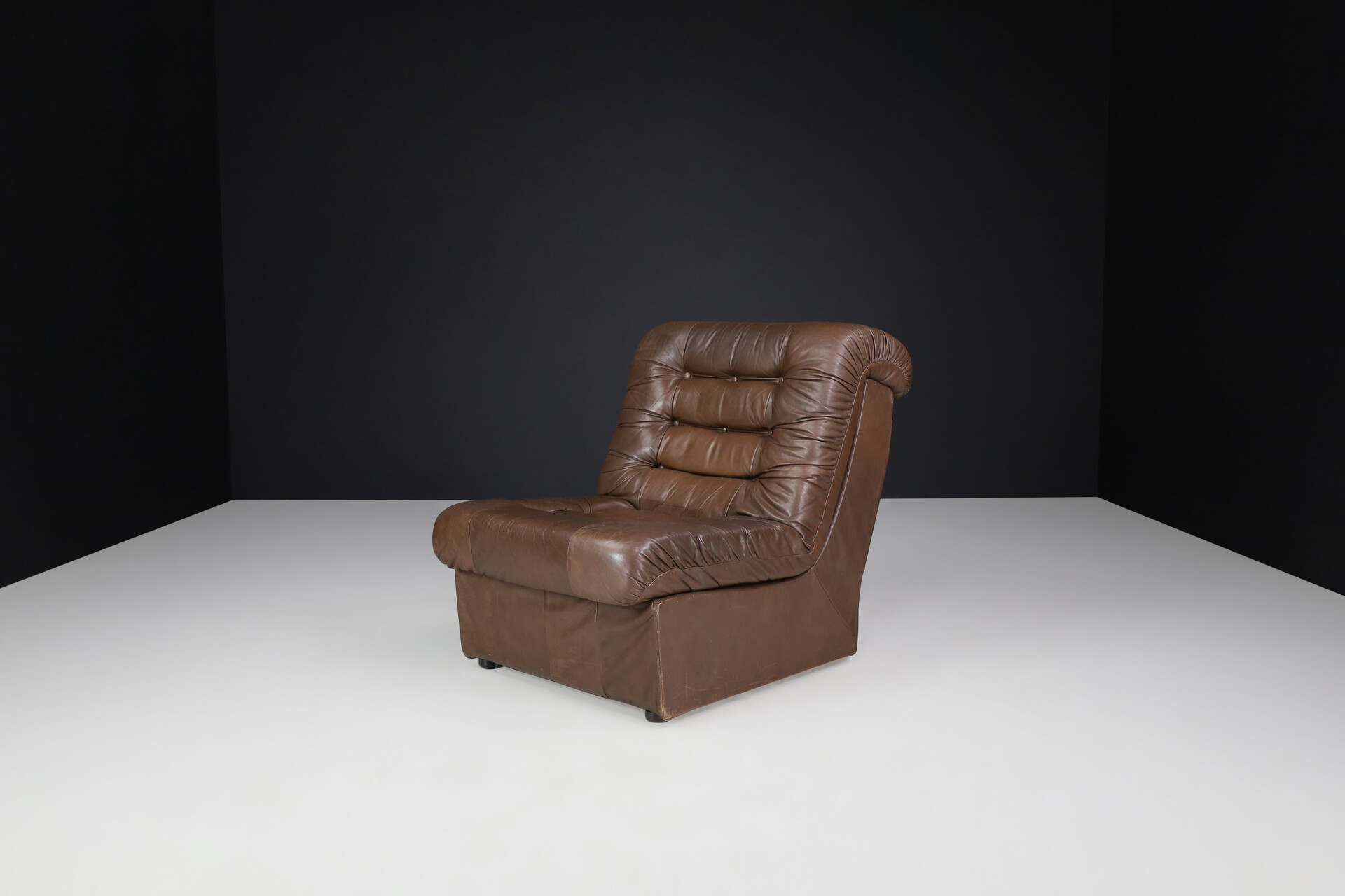 Mid century modern Patchwork  Modular Leather Lounge Sofa / Chairs Germany 1970s Late-20th century