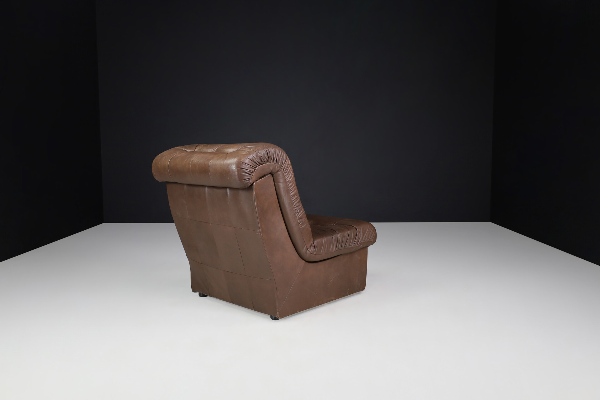 Mid century modern Patchwork  Modular Leather Lounge Sofa / Chairs Germany 1970s Late-20th century