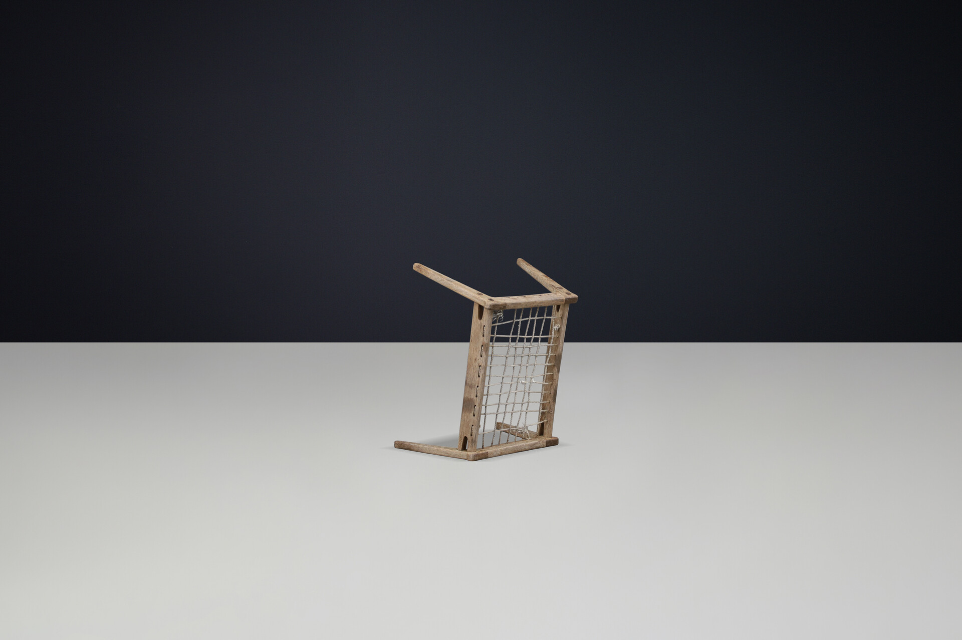 Mid century modern Patinated oak hunting stool, Germany 1960s Mid-20th century