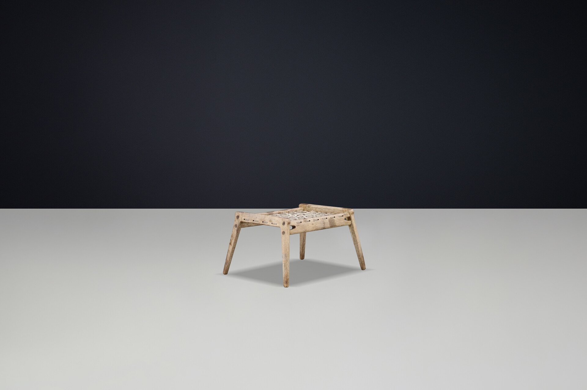 Mid century modern Patinated oak hunting stool, Germany 1960s Mid-20th century