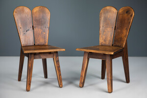 Mid century modern Patinated Pine wood side chairs The Style Of Jean Prouvé , France 1950s Mid-20th century