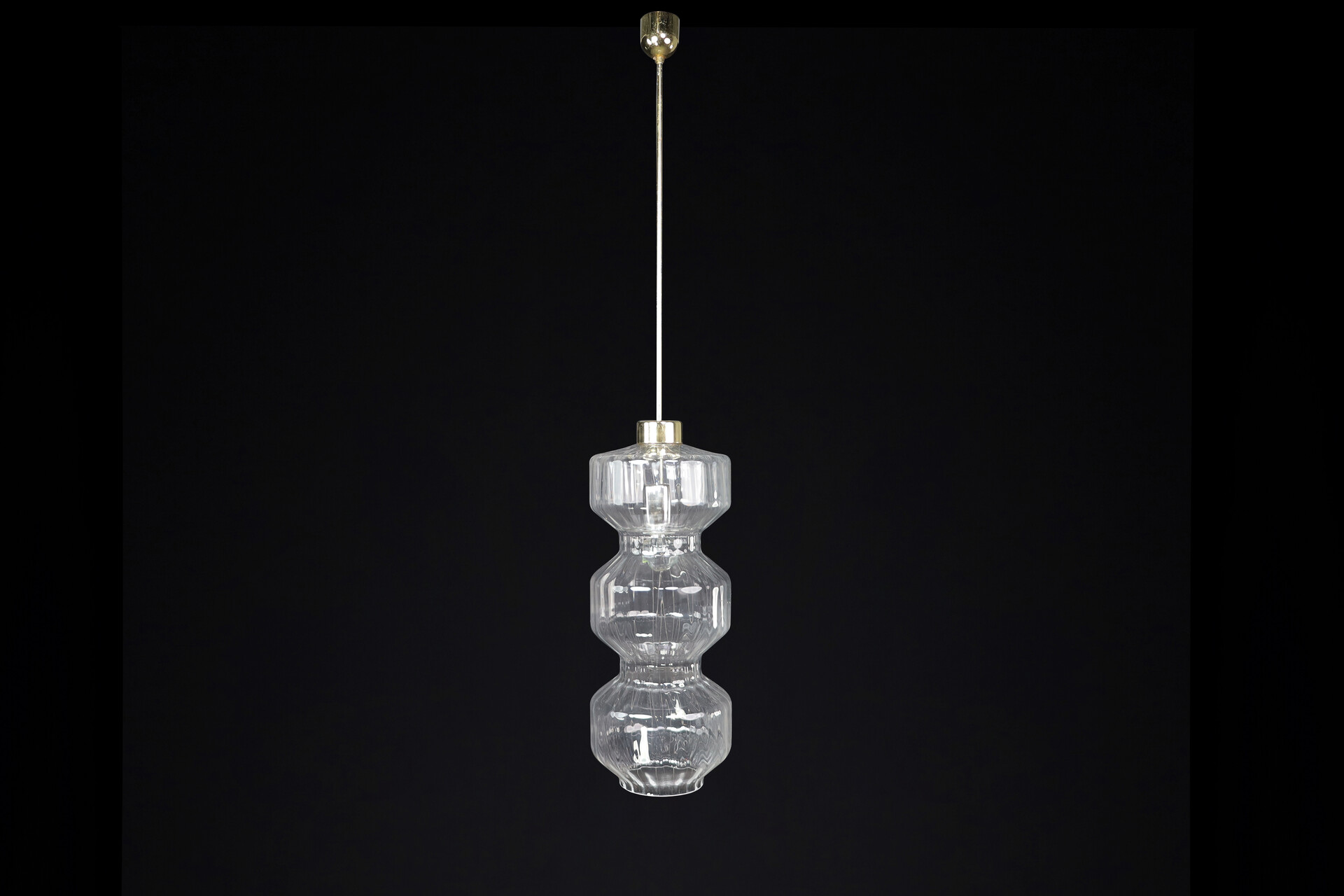 Mid century modern Pendants, in Glass and Brass cz 1970s Mid-20th century