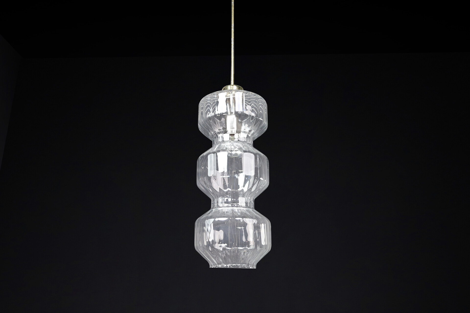 Mid century modern Pendants, in Glass and Brass cz 1970s Mid-20th century