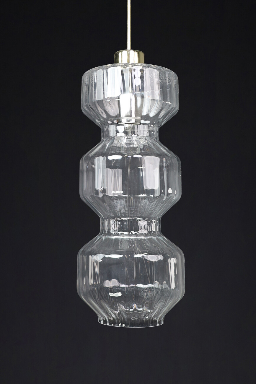 Mid century modern Pendants, in Glass and Brass cz 1970s Mid-20th century