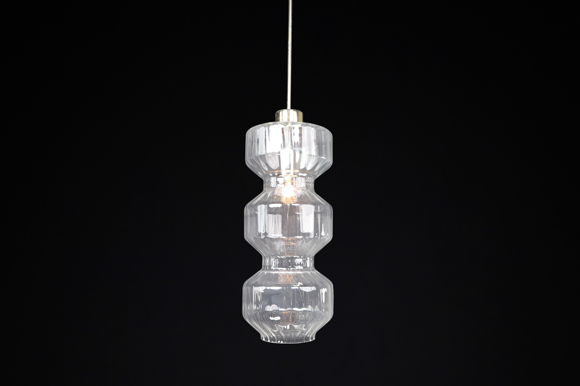 Mid century modern Pendants, in Glass and Brass cz 1970s Mid-20th century