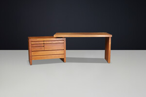 Mid century modern Pierre Chapo B19 Writing Desk in Patinated Solid Elm, France 1960s Mid-20th century