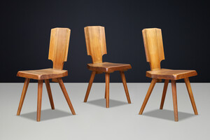Mid century modern Pierre Chapo S28 Dining Chairs in Patinated Solid Elm, France 1972 Mid-20th century