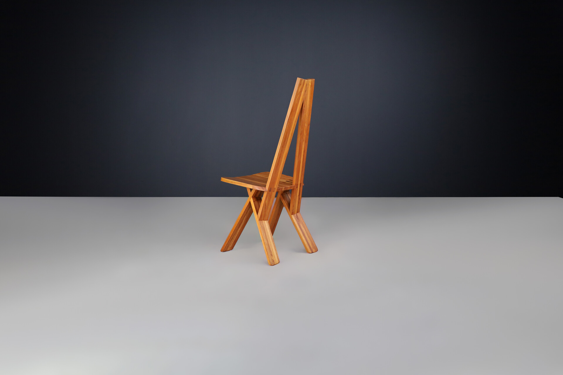 Mid century modern Pierre Chapo Set of Six 'S45'Dining room Chairs in Elm, France 1970s Late-20th century