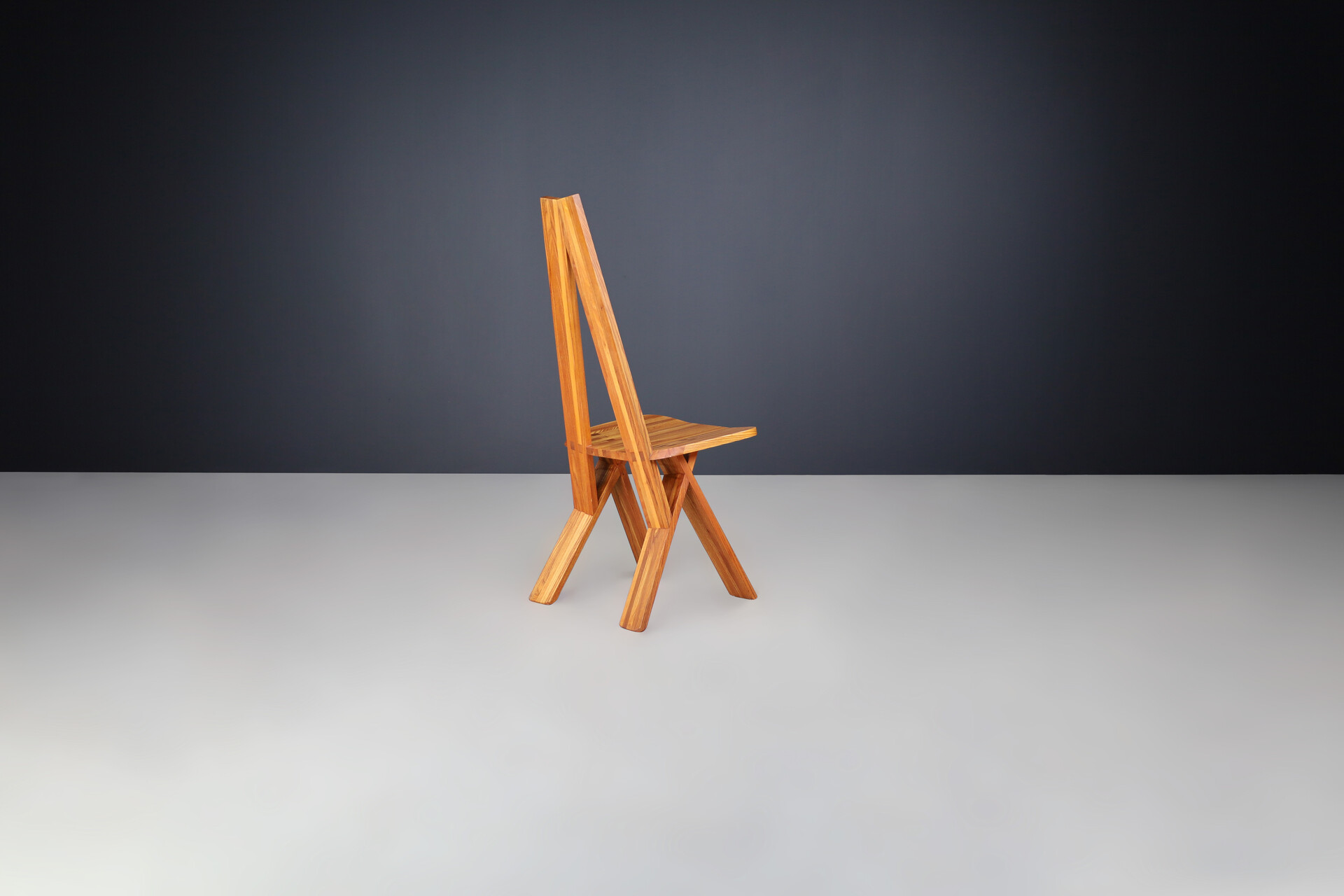 Mid century modern Pierre Chapo Set of Six 'S45'Dining room Chairs in Elm, France 1970s Late-20th century