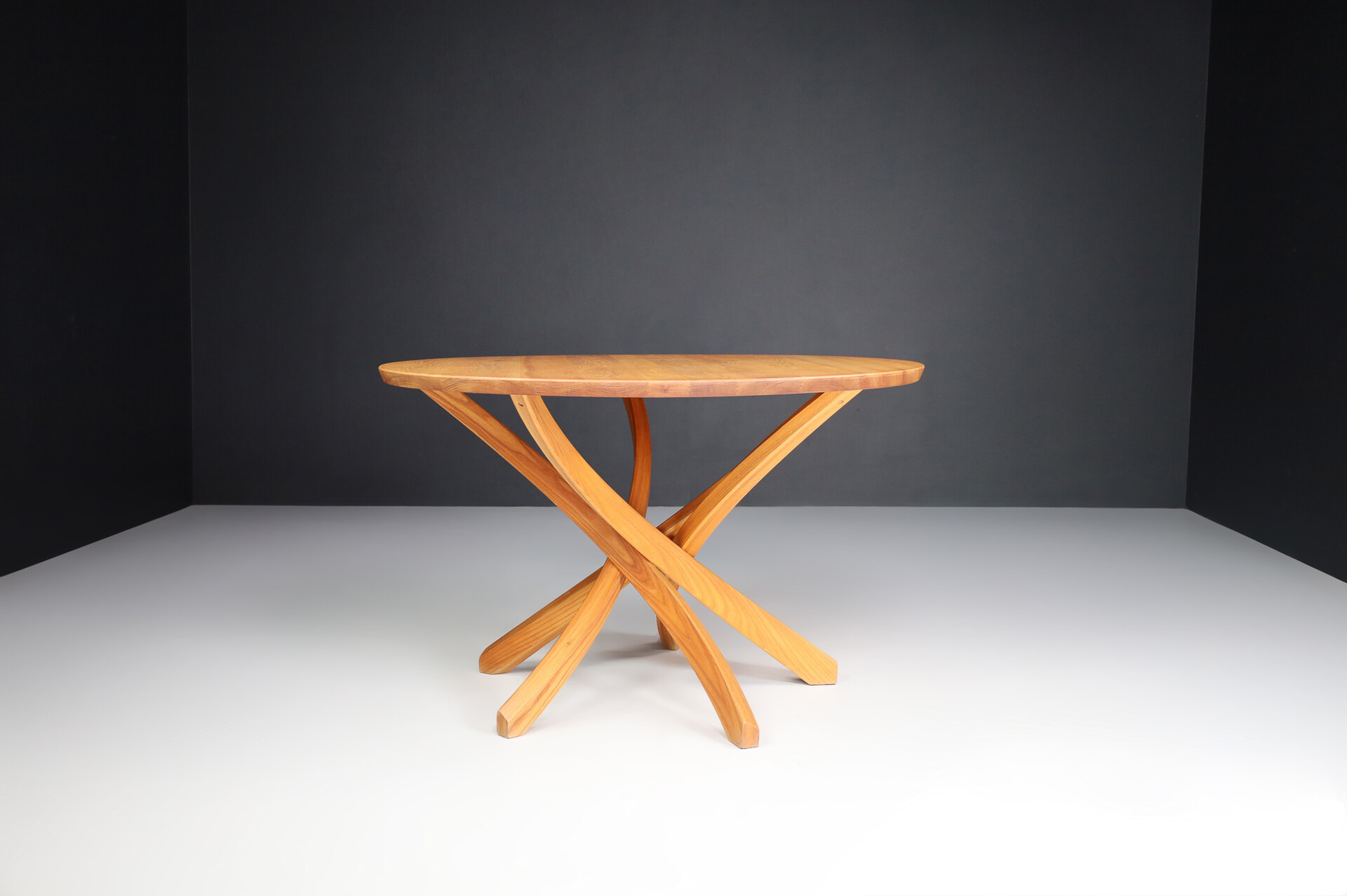 Mid century modern Pierre Chapo Style centre or dining table In Elm, France 1970s Mid-20th century