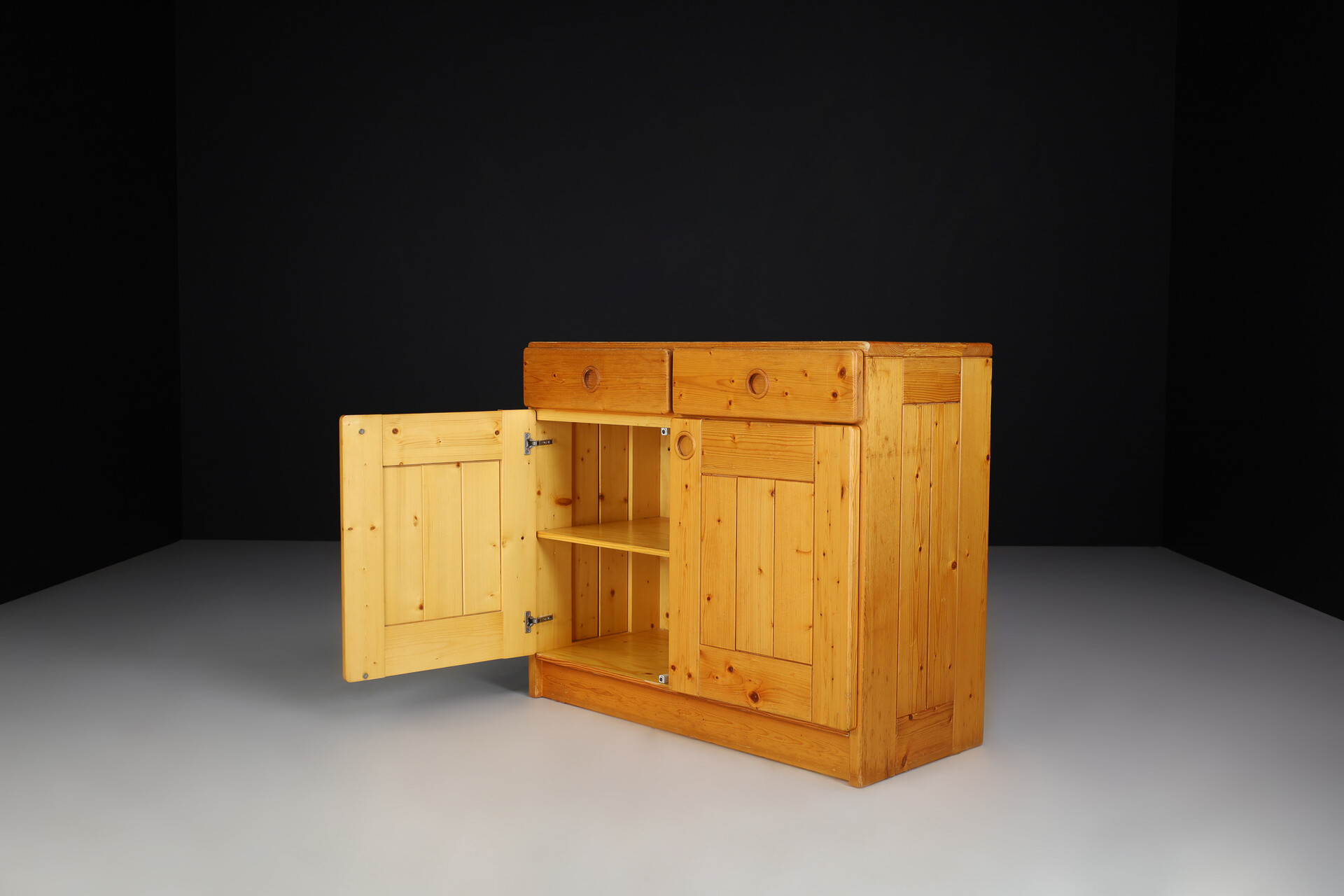 Mid century modern Pine cabinet or cupboard by Charlotte Perriand for Les Arcs, France 1960s Mid-20th century