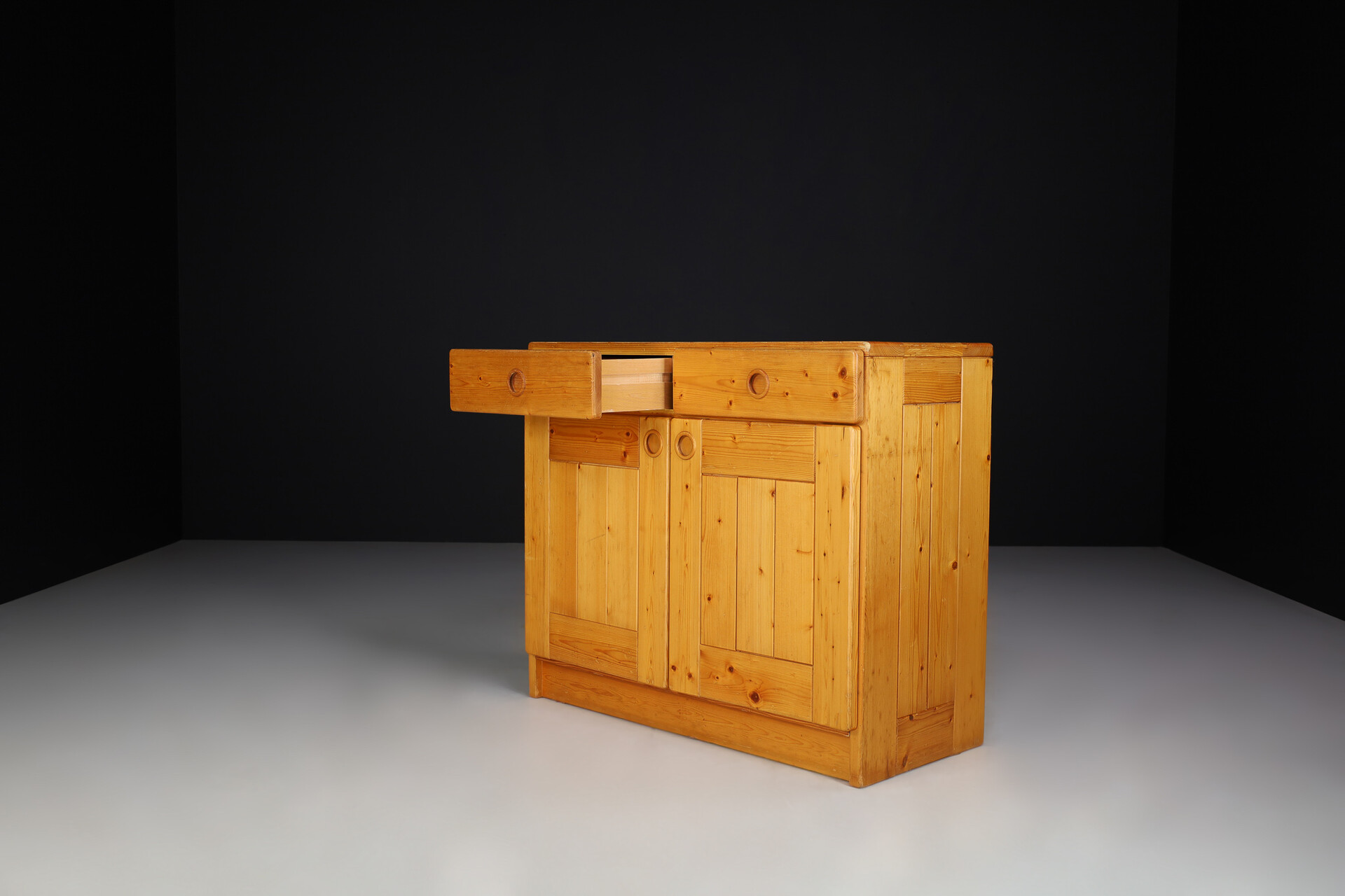 Mid century modern Pine cabinet or cupboard by Charlotte Perriand for Les Arcs, France 1960s Mid-20th century