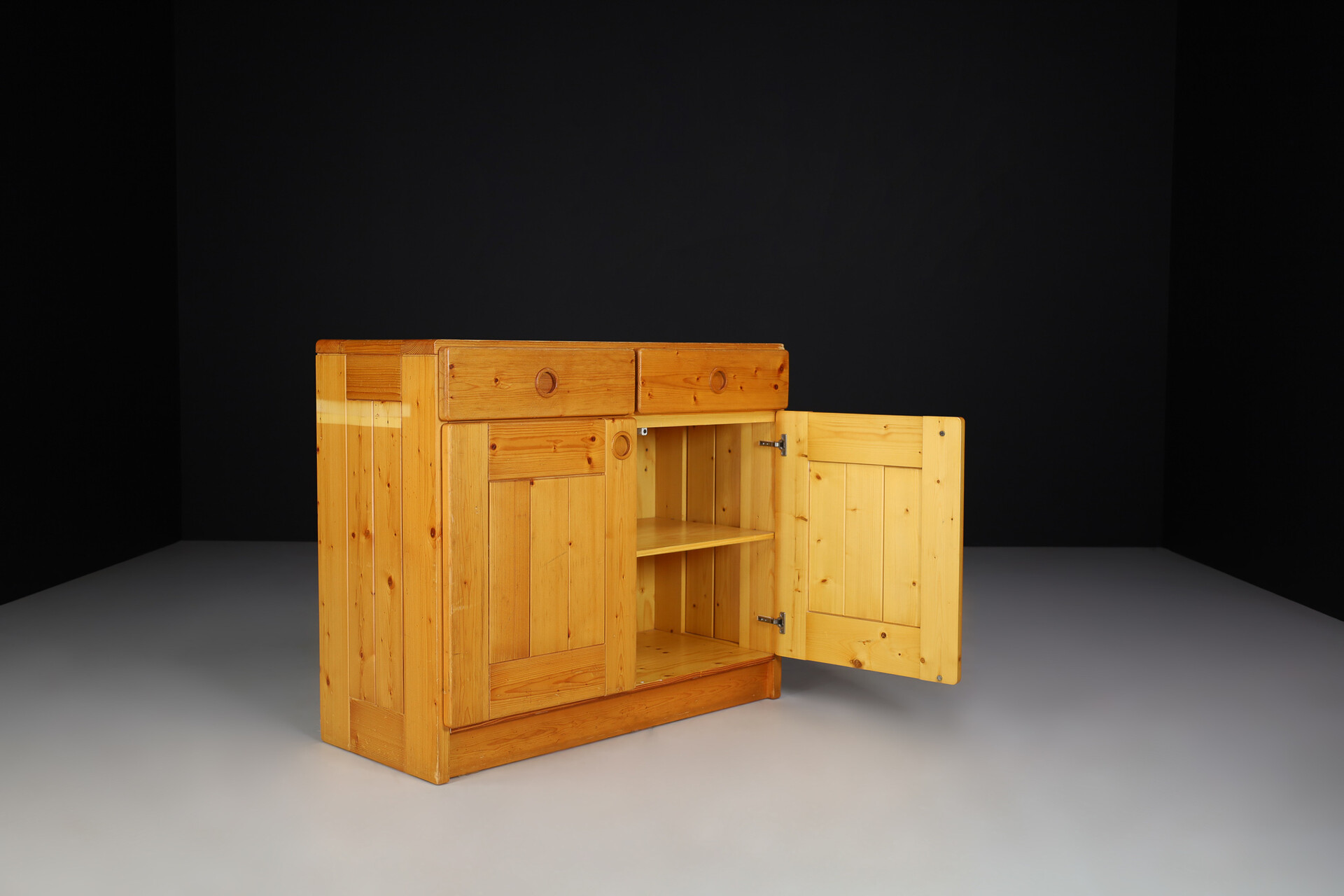 Mid century modern Pine cabinet or cupboard by Charlotte Perriand for Les Arcs, France 1960s Mid-20th century