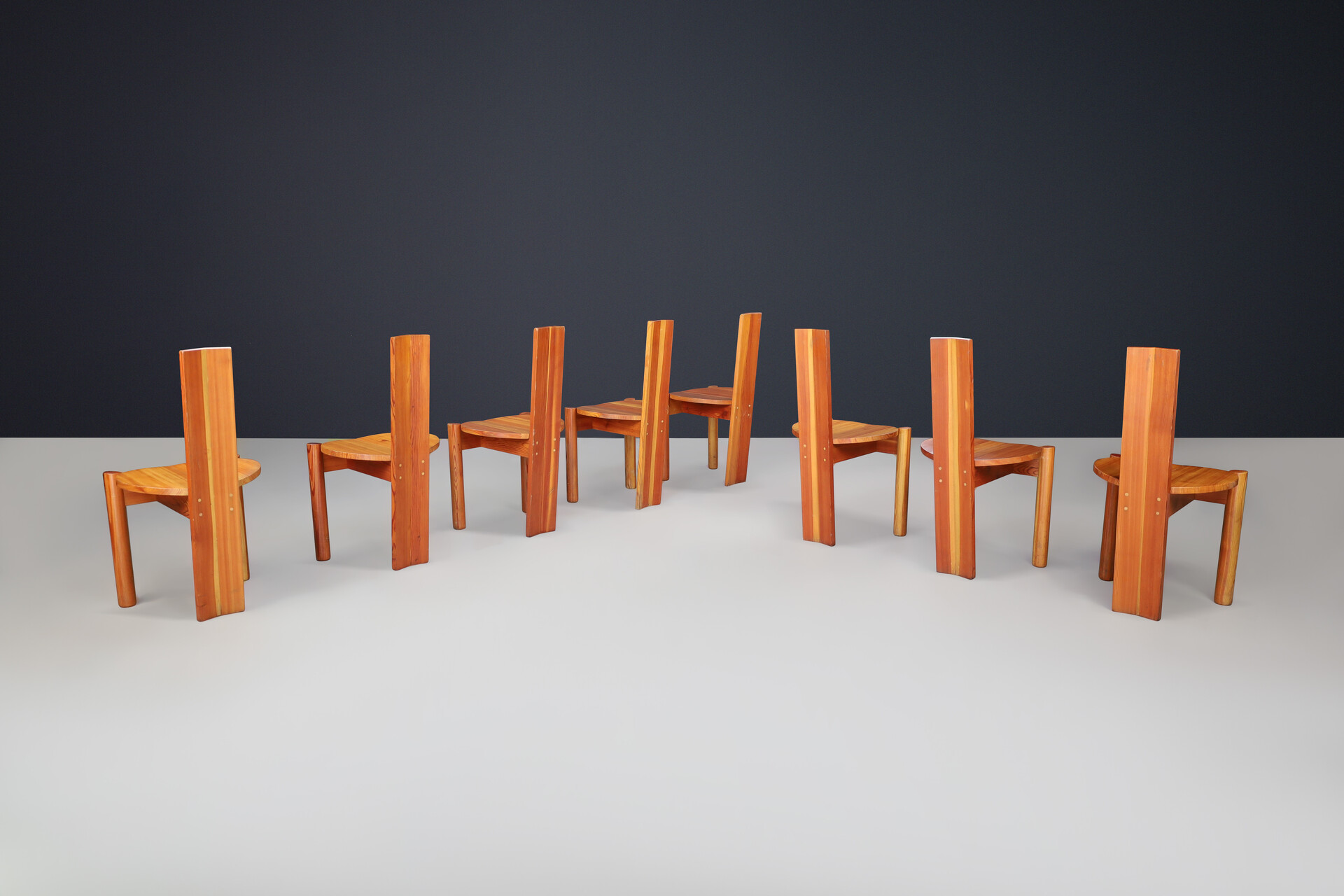 Mid century modern Pine Dining room chairs, Italy 1970s Late-20th century