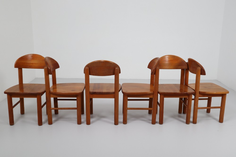 Mid century modern Pine Mid-Century Modern Set of Six Pine Danish Chairs by Rainer Daumiller, 1970s Mid-20th century