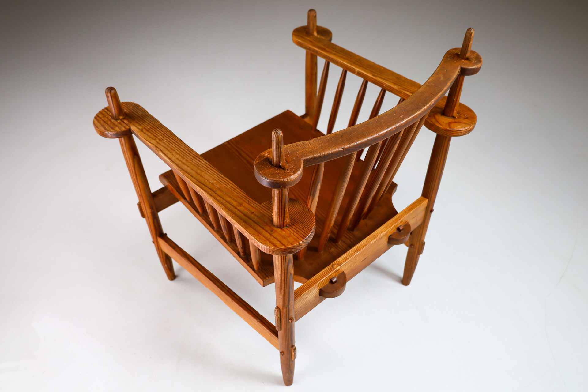 Mid century modern Primitive Pinewood Armchair, France 1950s Mid-20th century