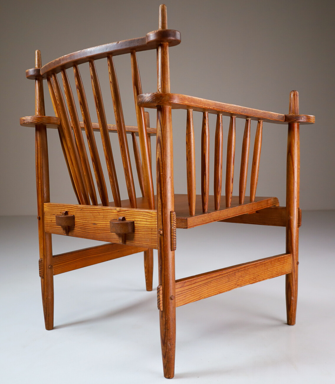 Mid century modern Primitive Pinewood Armchair, France 1950s Mid-20th century