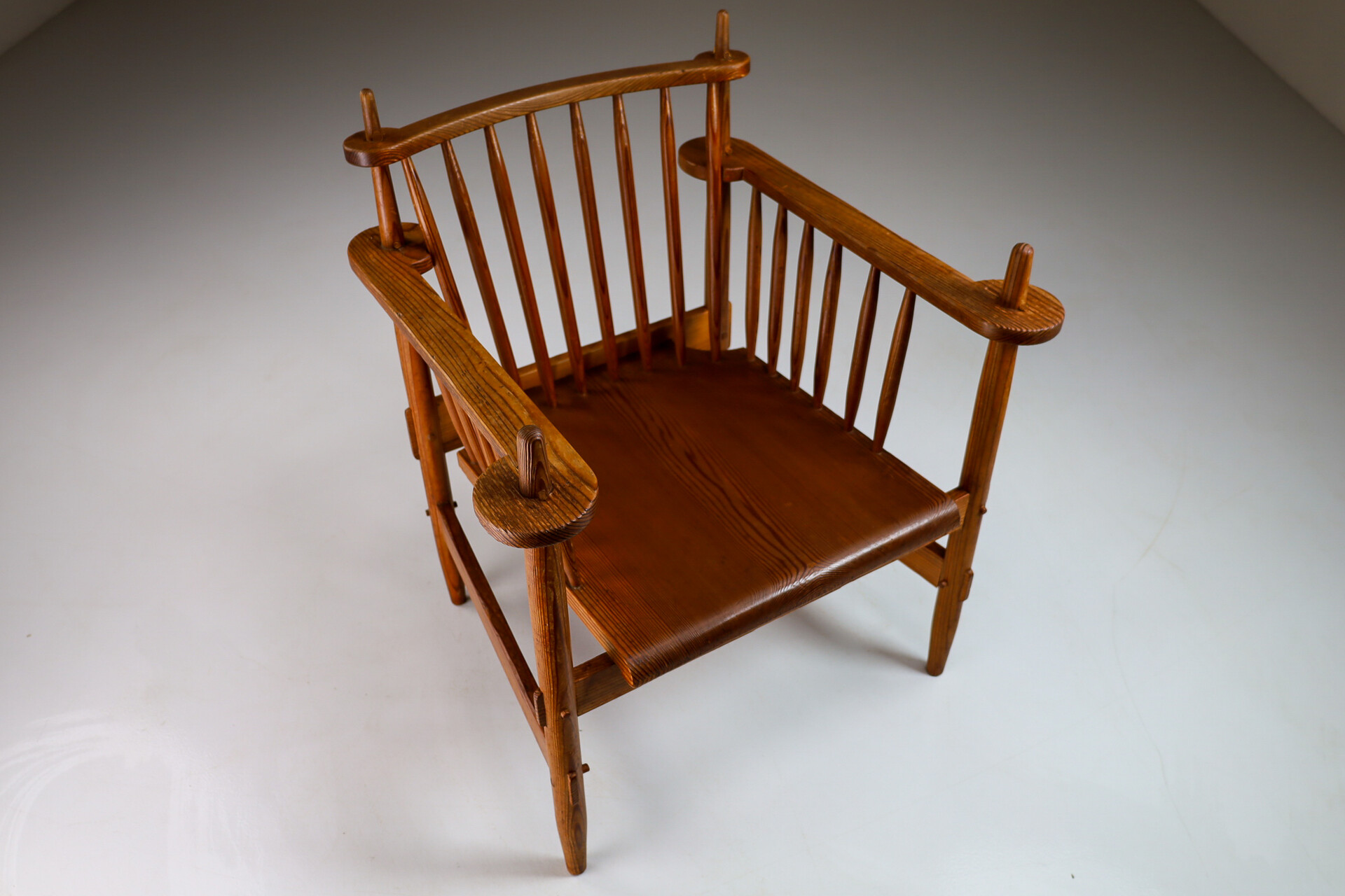 Mid century modern Primitive Pinewood Armchair, France 1950s Mid-20th century