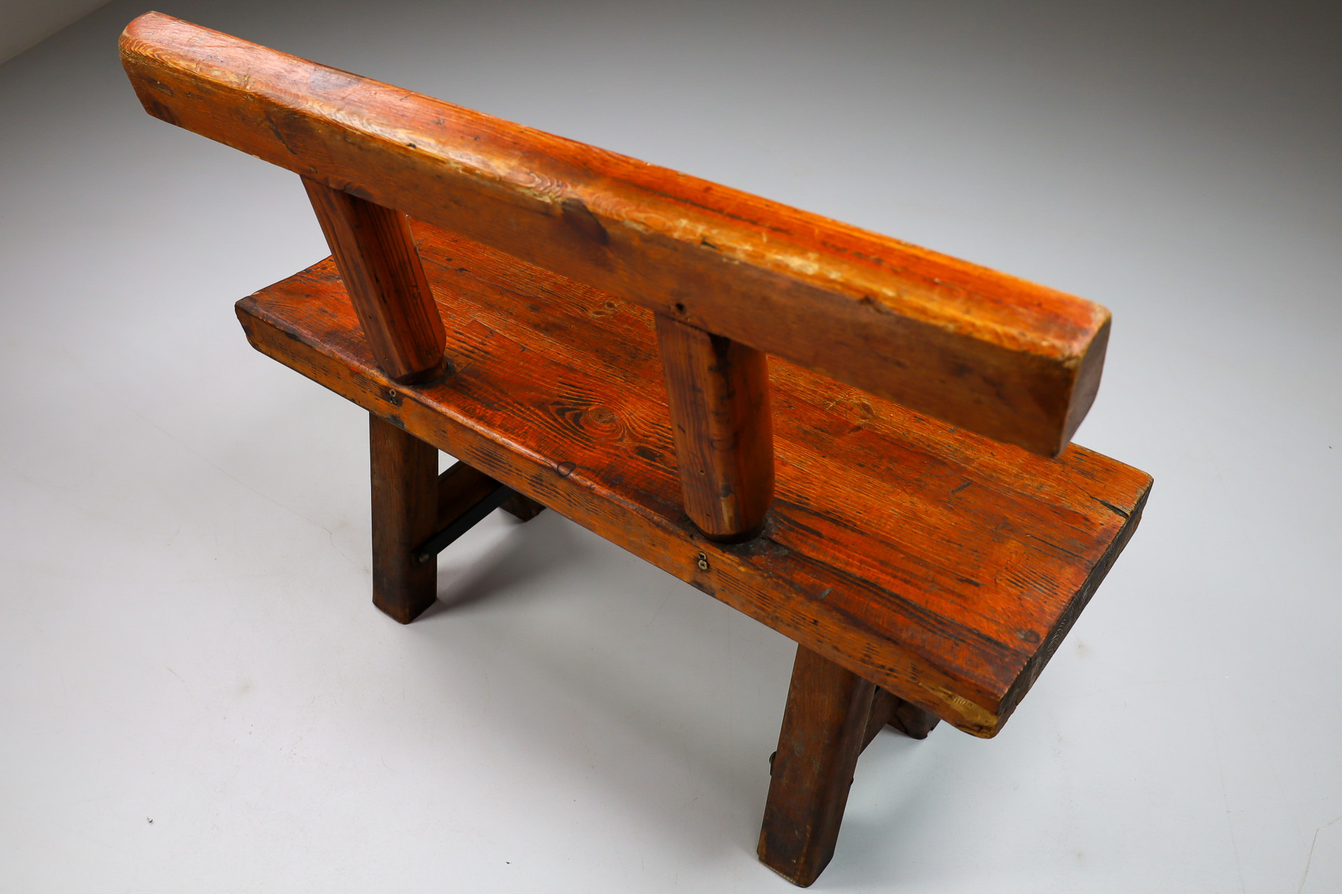 Mid century modern Primitive Pinewood Bench, France 1960s Mid-20th century