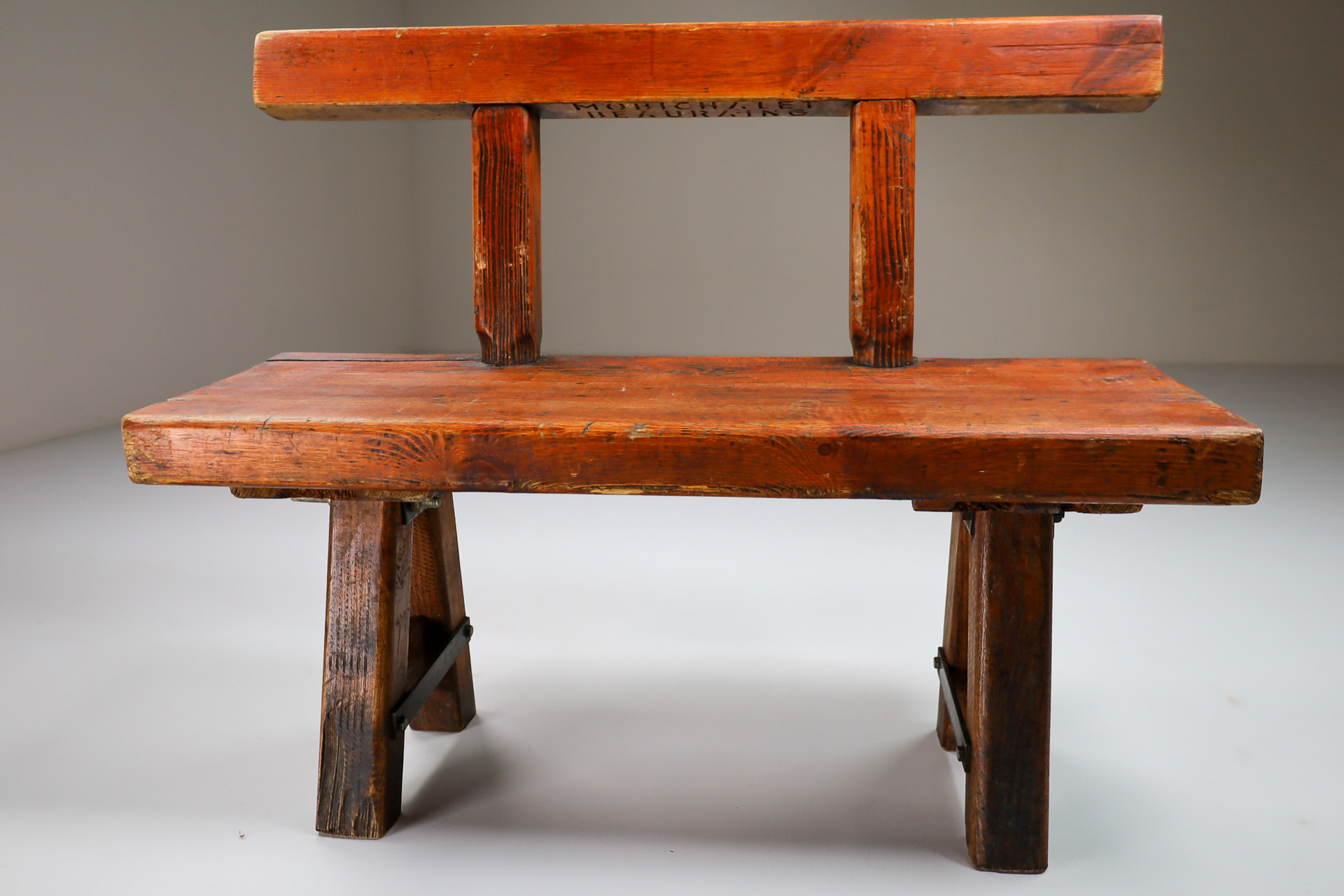 Mid century modern Primitive Pinewood Bench, France 1960s Mid-20th century