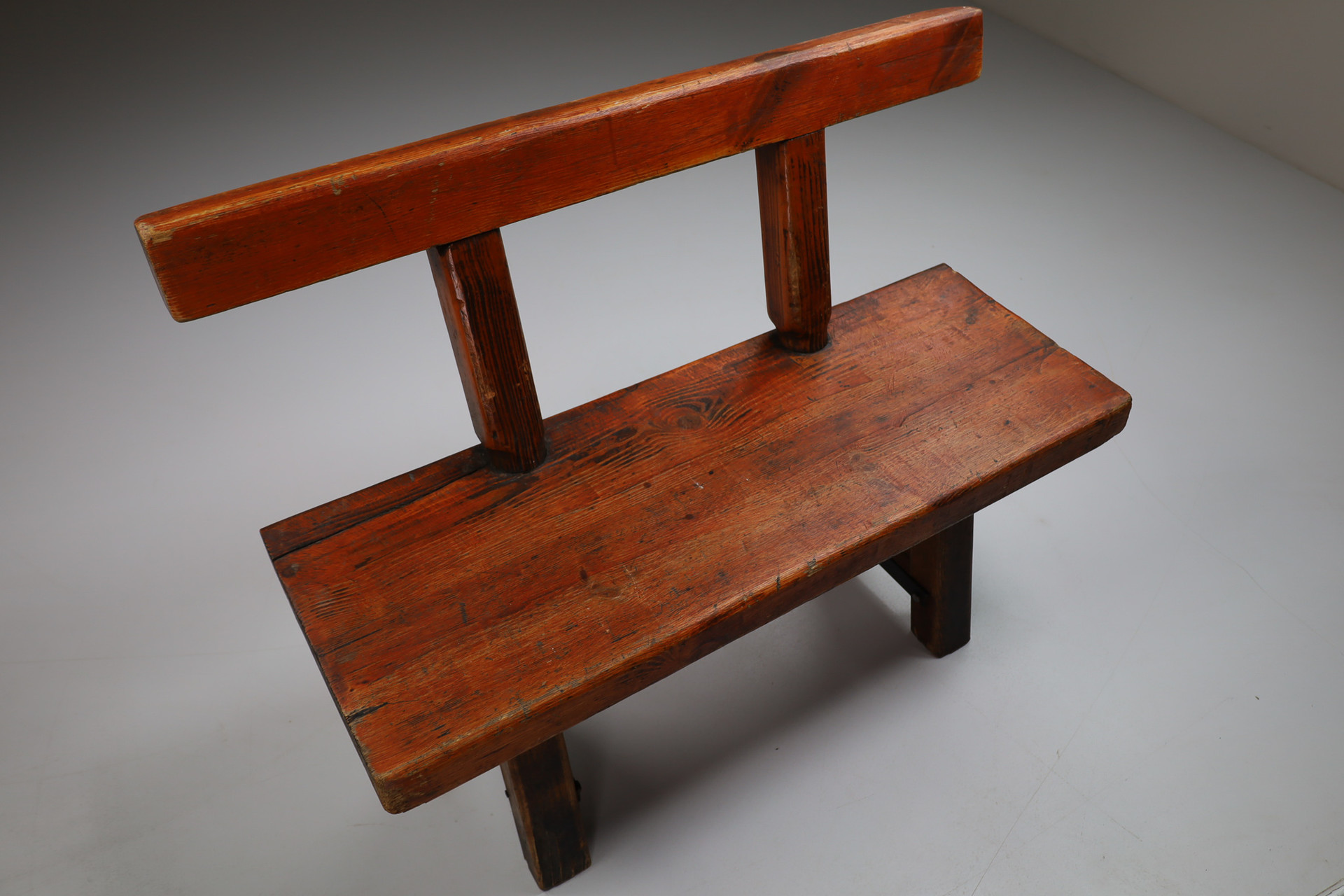 Mid century modern Primitive Pinewood Bench, France 1960s Mid-20th century