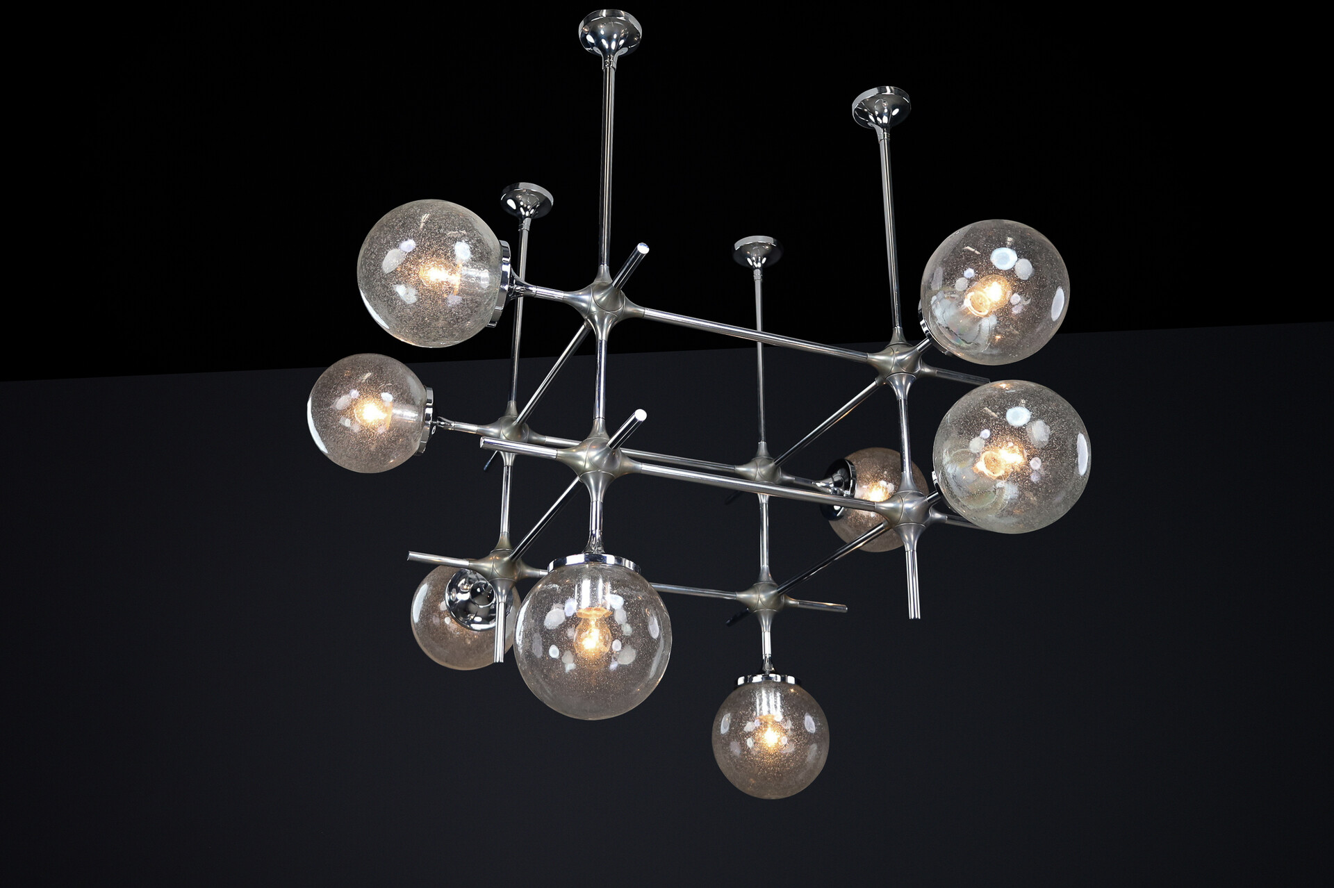 Mid century modern Rare 8-Light Modular Fixture by Peter Rockel from the Palace of the Republic, East Berlin (1975) Late-20th century