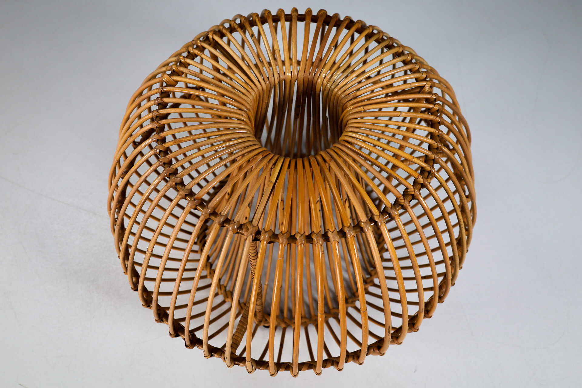 Mid century modern Rattan and steel stool / table / ottoman , France 1960s Mid-20th century