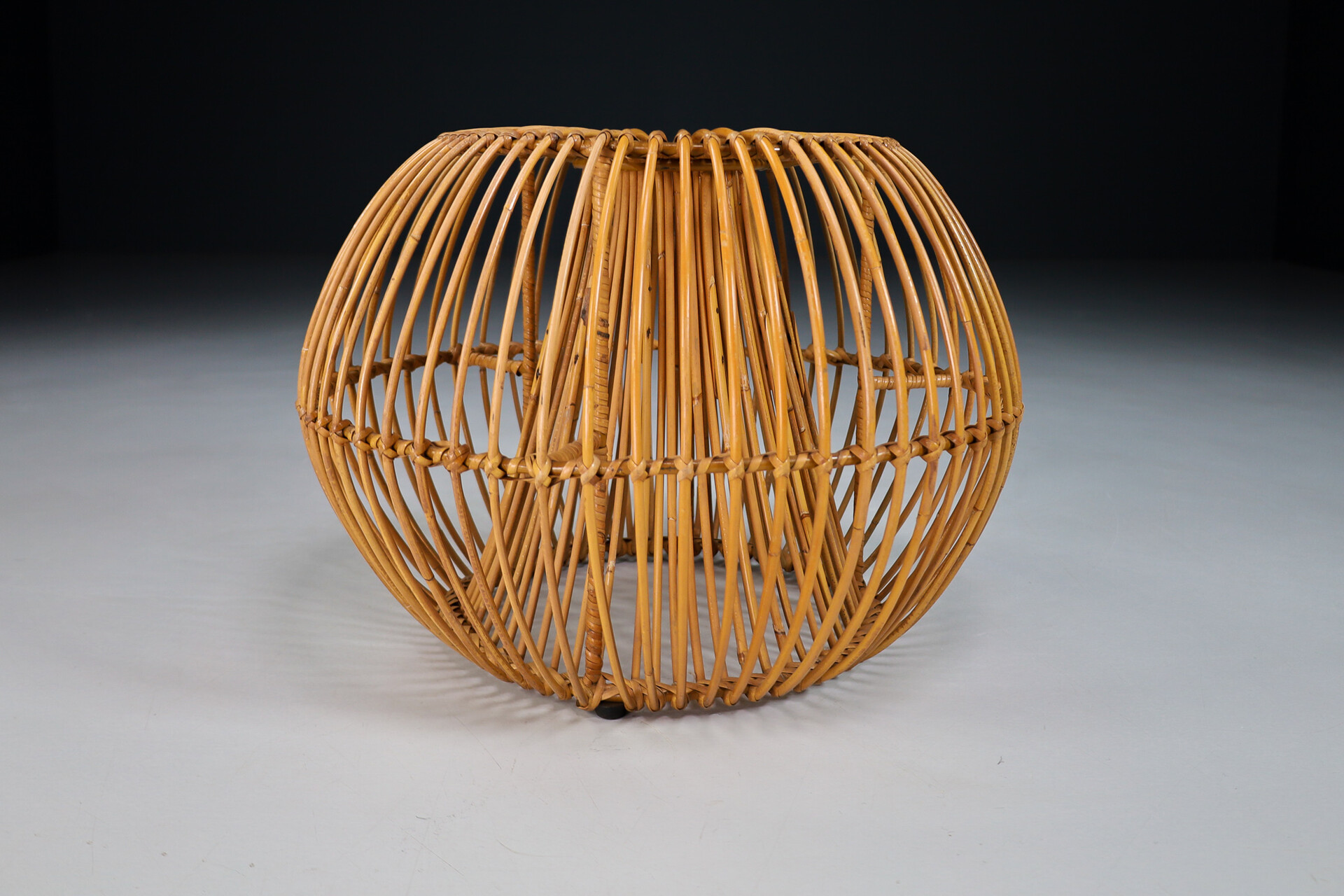 Mid century modern Rattan and steel stool / table / ottoman , France 1960s Mid-20th century
