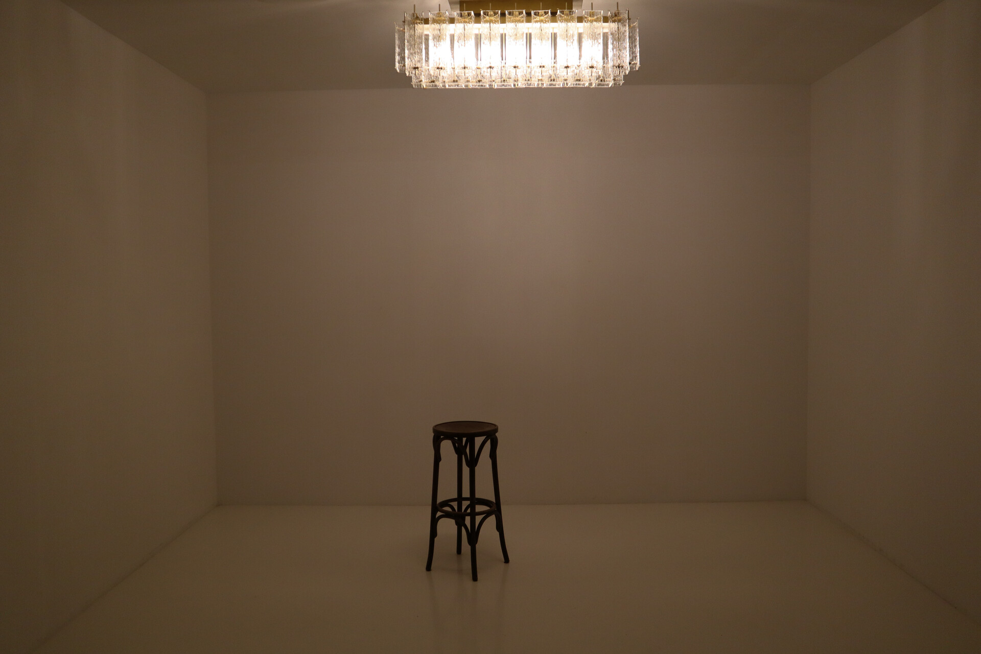 Mid century modern Rectangle Flush Mount - Chandeliers, in Glass and Brass, 1960s. Mid-20th century