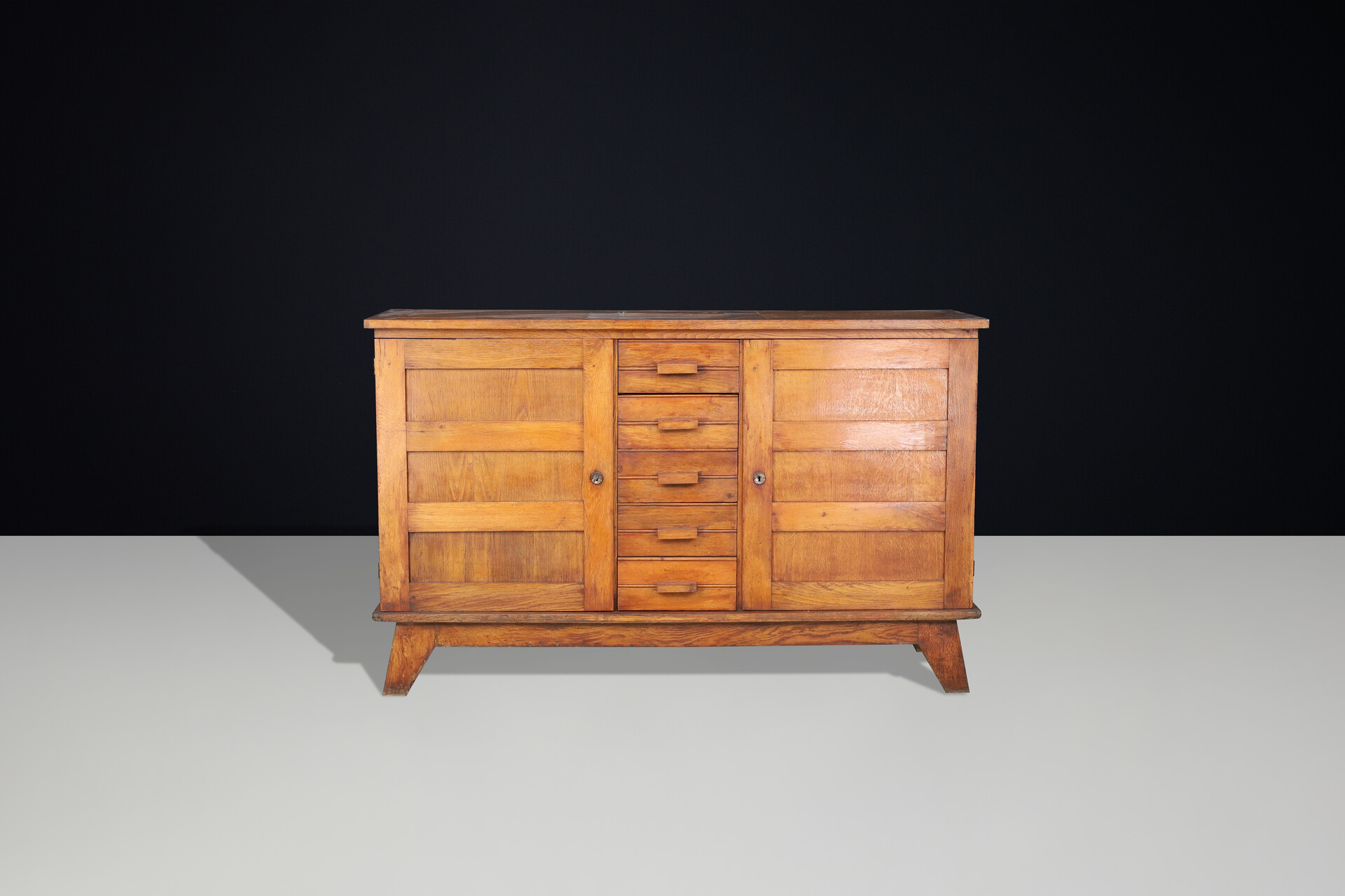 Mid century modern René Gabriel Patinated Oak Sideboard, France, 1940s Mid-20th century