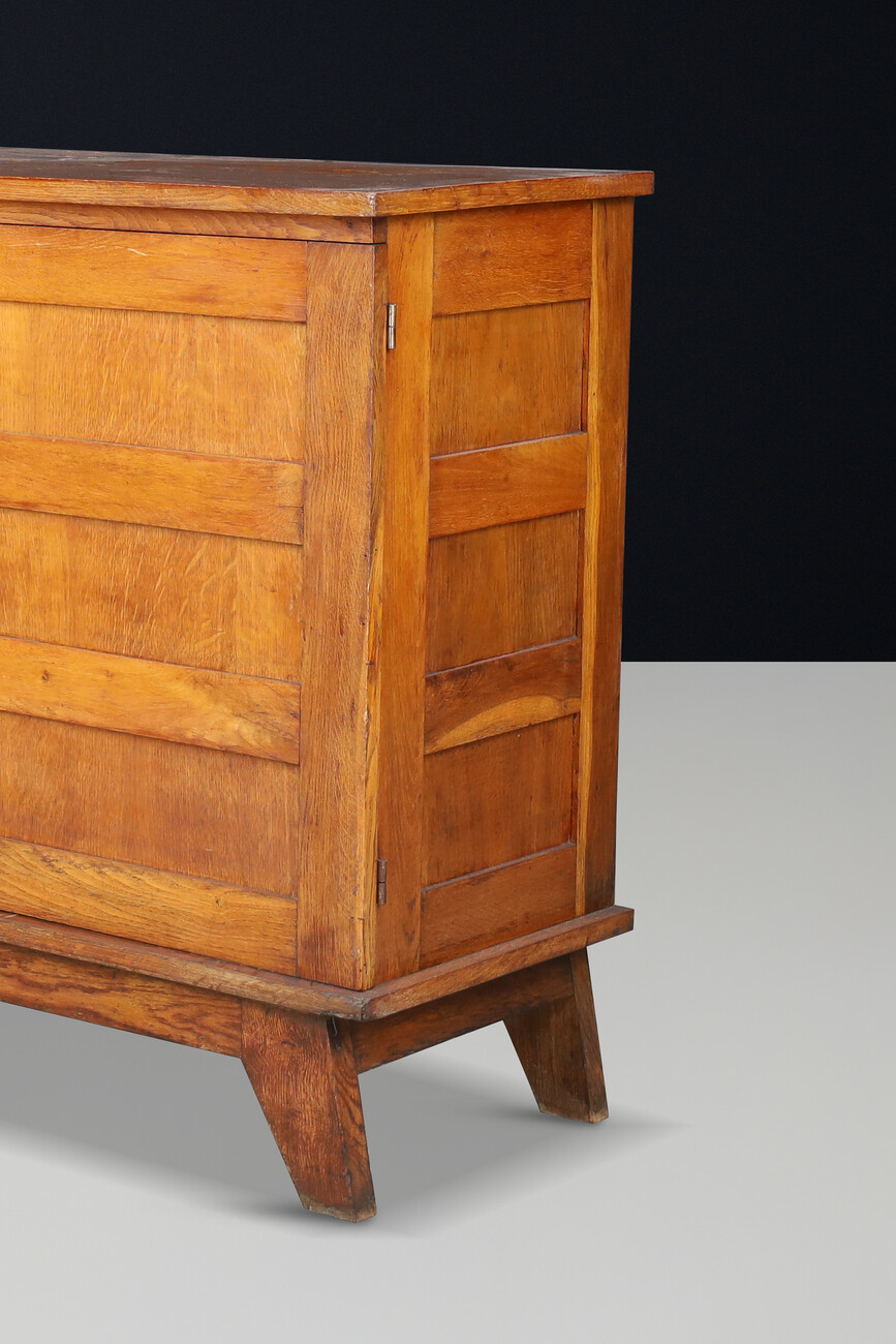Mid century modern René Gabriel Patinated Oak Sideboard, France, 1940s Mid-20th century